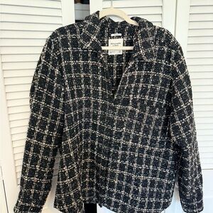 Abercrombie & Fitch Black, White, and Gold Tweed Shacket